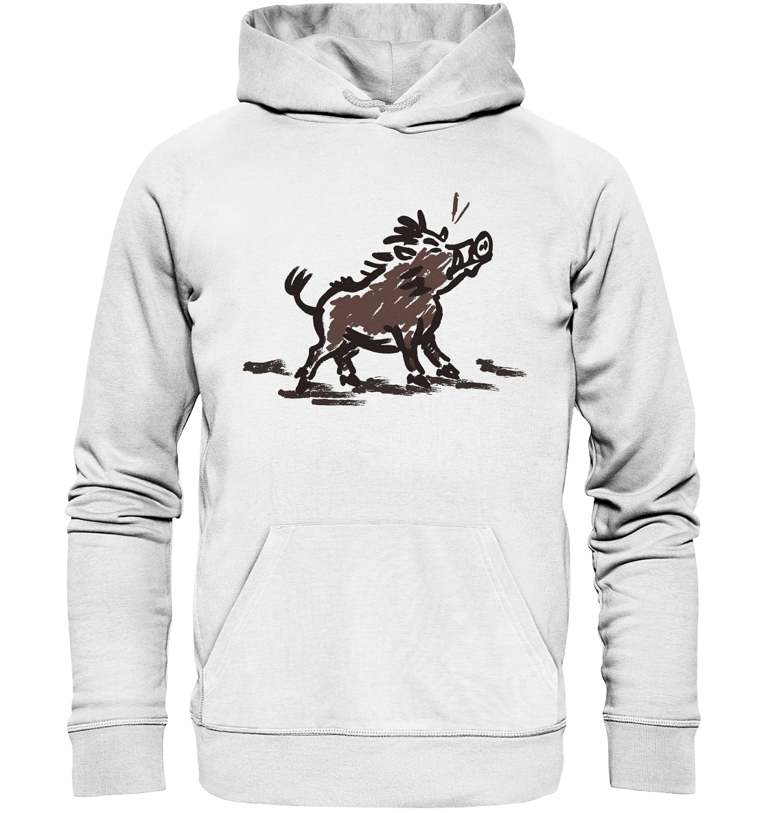 Sweat à capuche bio simple motif sanglier