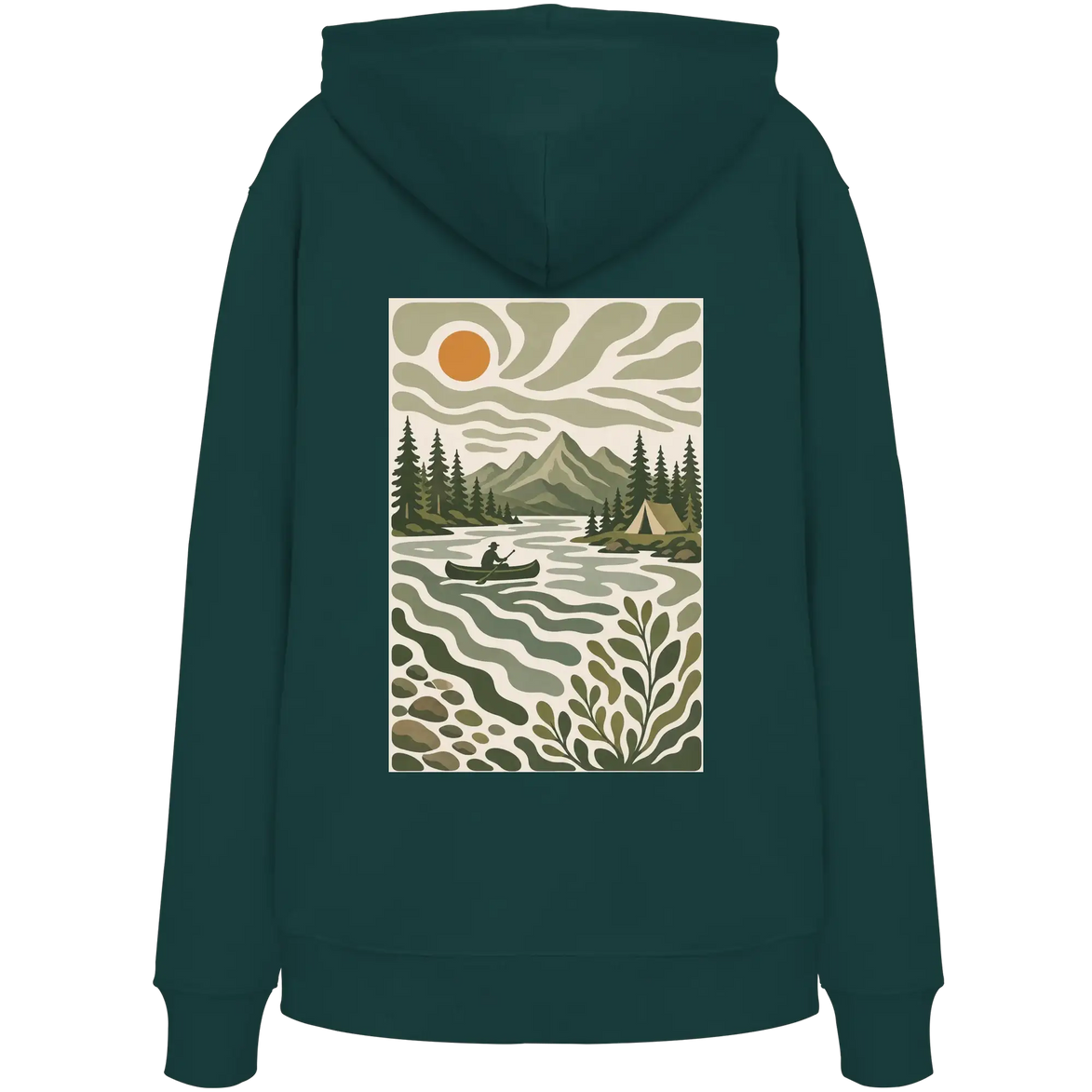 Canoe Camping Apparel – Quiet Morning on the Lake - Organic Hoodie