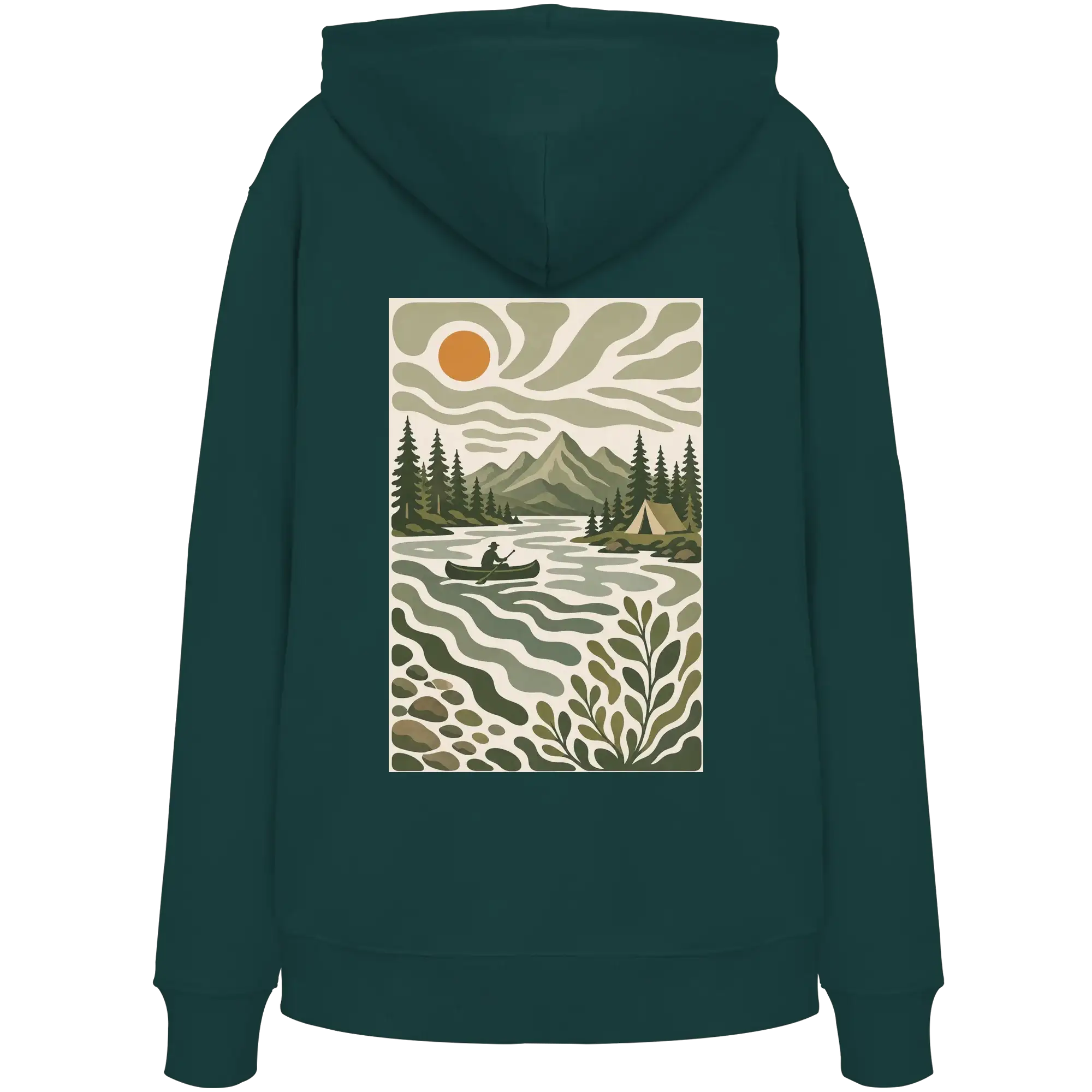 Canoe Camping Apparel – Quiet Morning on the Lake - Organic Hoodie
