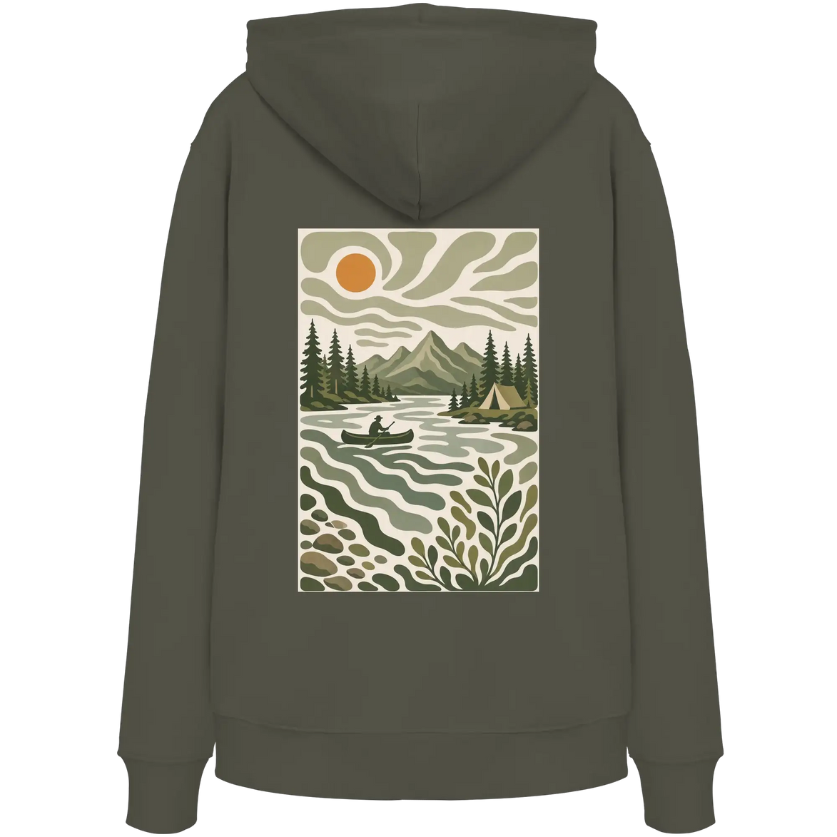 Canoe Camping Apparel – Quiet Morning on the Lake - Organic Hoodie
