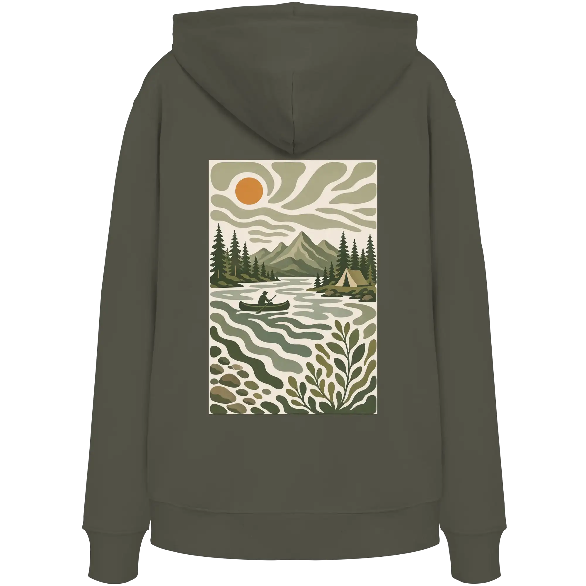 Canoe Camping Apparel – Quiet Morning on the Lake - Organic Hoodie