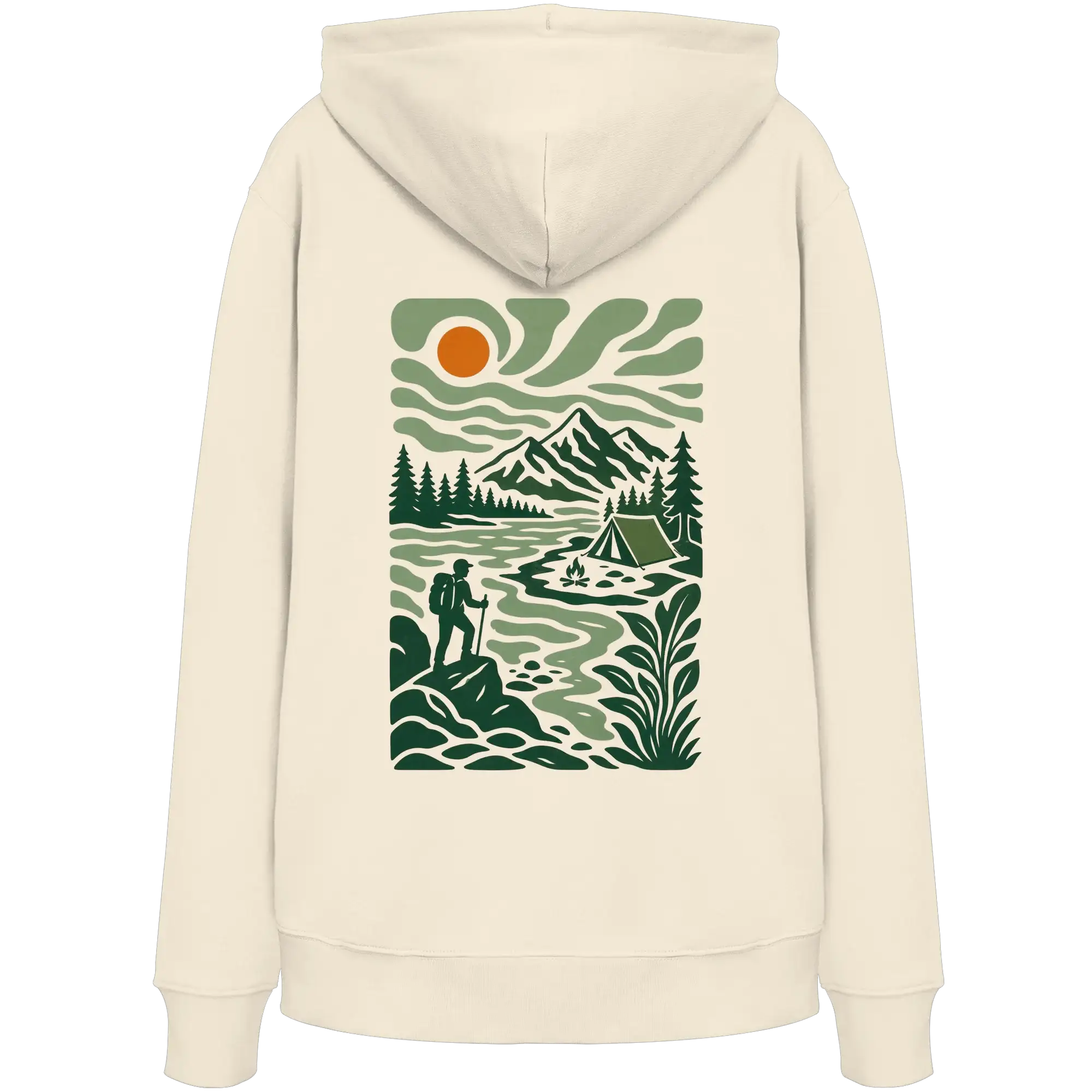 Camping & Hiking Apparel – Retro Wilderness Print - Organic Hoodie