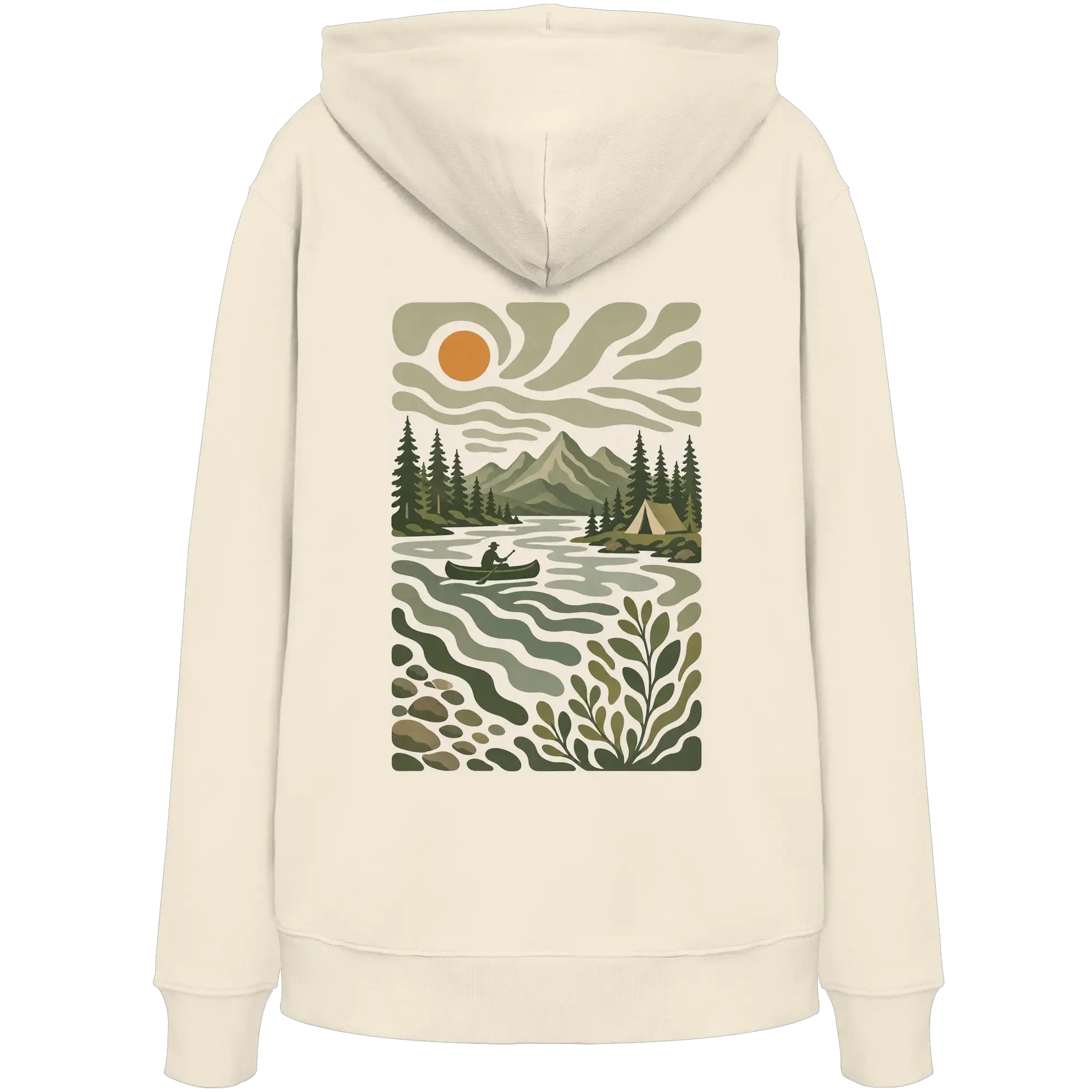 Canoe Camping Apparel – Quiet Morning on the Lake - Organic Hoodie