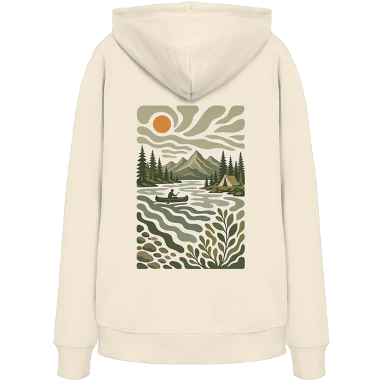 Kanu-Camping-Bekleidung – Ruhiger Morgen auf dem See – Bio-Kapuzenpullover