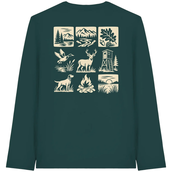 Jagd- und Angelbekleidung – Nature & Beyond Kompass Kopie - Langarm-T-Shirt aus Bio-Baumwolle
