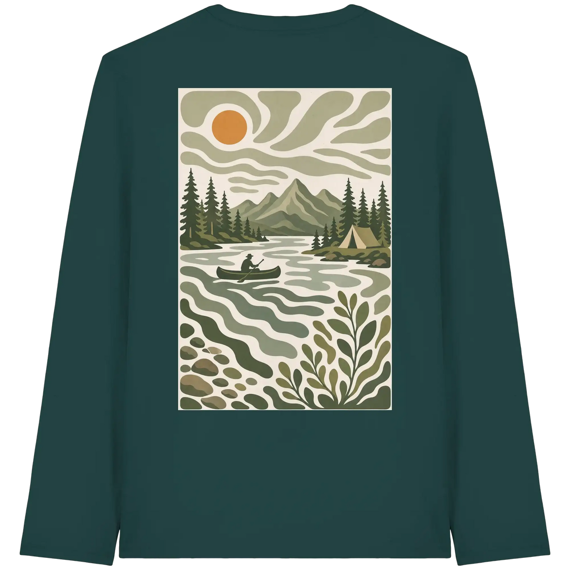 Canoe Camping Apparel – Quiet Morning on the Lake - Organic Longsleeve T-Shirt