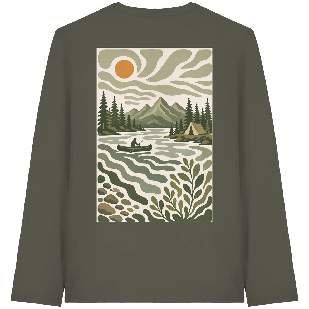 Canoe Camping Apparel – Quiet Morning on the Lake - Organic Longsleeve T-Shirt