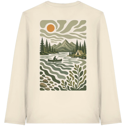 Kanufahren Camping-Bekleidung – Ruhiger Morgen auf dem See – Bio Langarmshirt