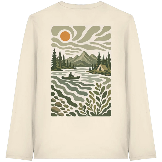 Kanufahren Camping-Bekleidung – Ruhiger Morgen auf dem See – Bio Langarmshirt