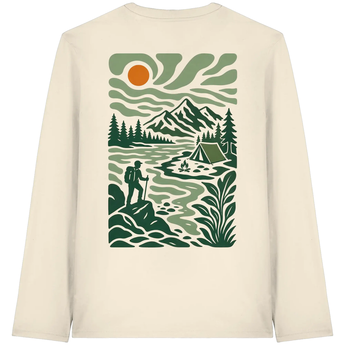 Camping & Hiking Apparel – Retro Wilderness Print - Organic Longsleeve T-Shirt