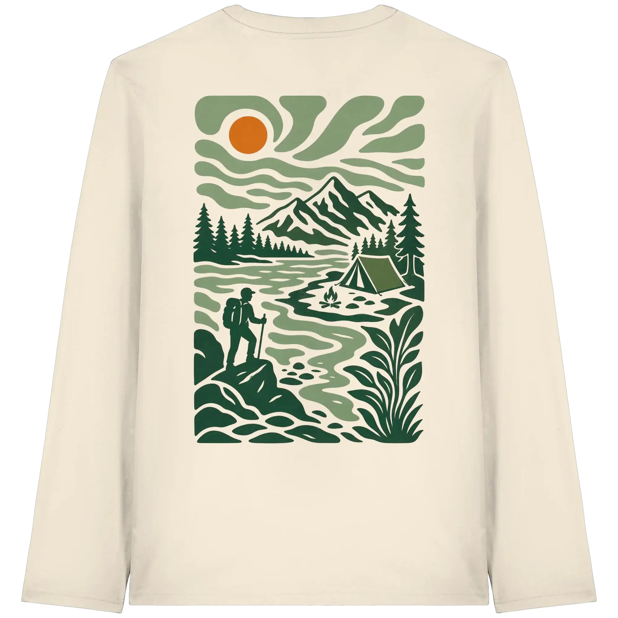 Camping & Hiking Apparel – Retro Wilderness Print - Organic Longsleeve T-Shirt