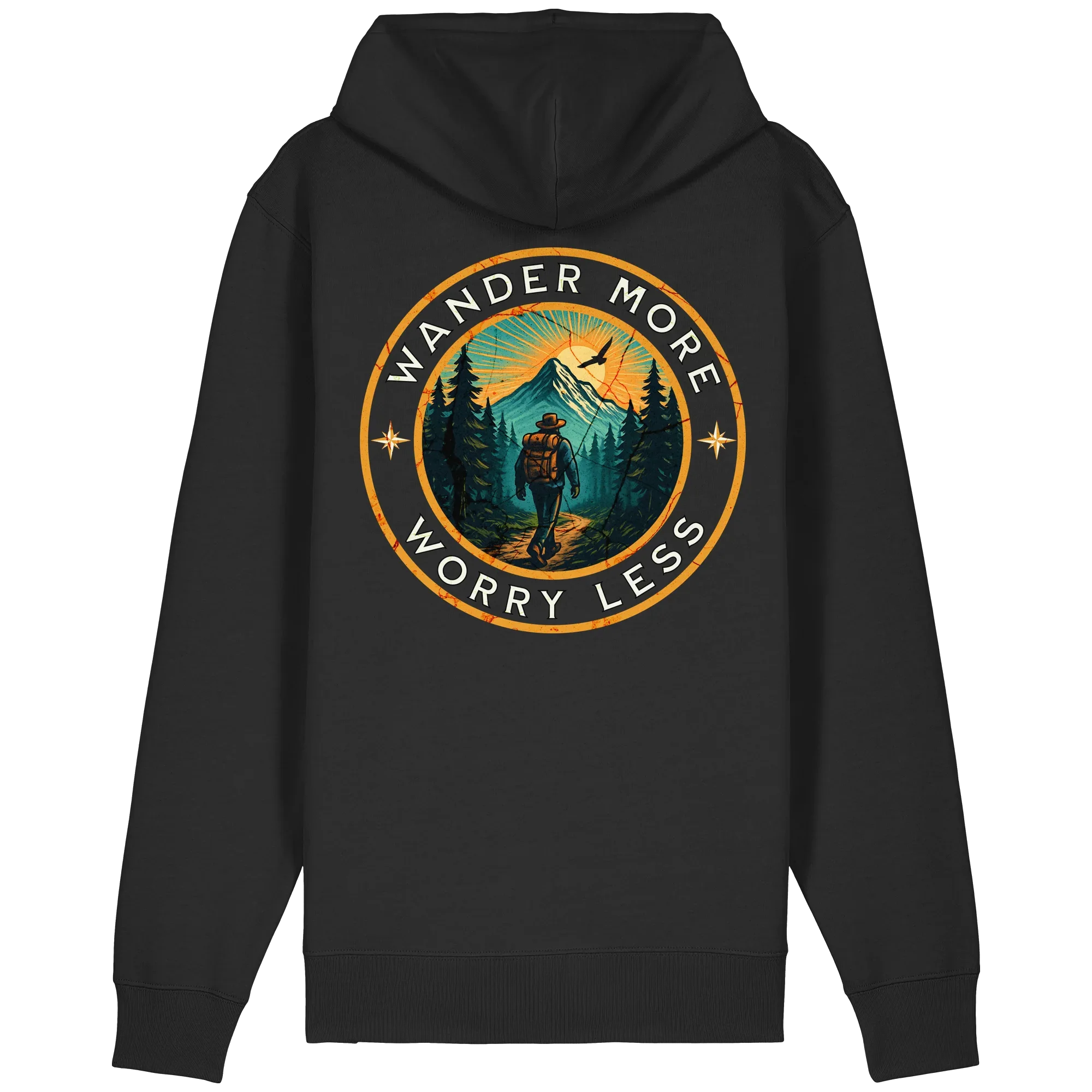 Wander More, Worry Less – Hiking Badge - Organic Relaxed Zipper