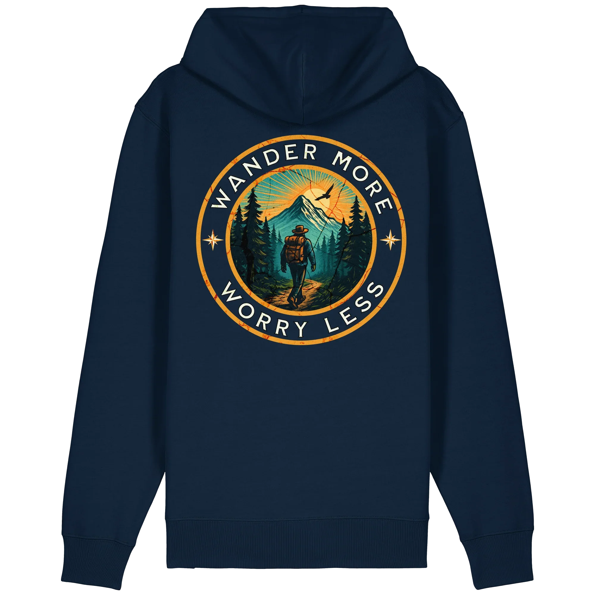 Wander More, Worry Less – Hiking Badge - Organic Relaxed Zipper