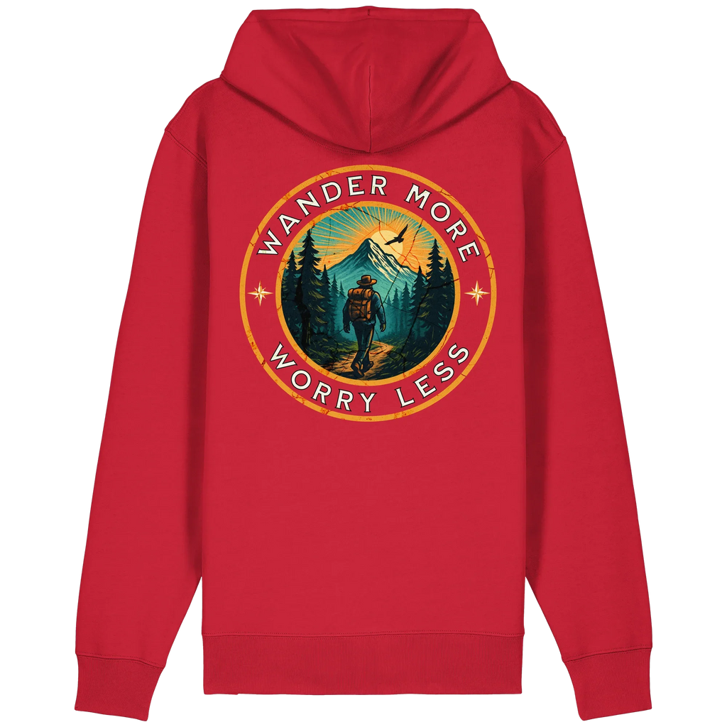 Wander More, Worry Less – Hiking Badge - Organic Relaxed Zipper