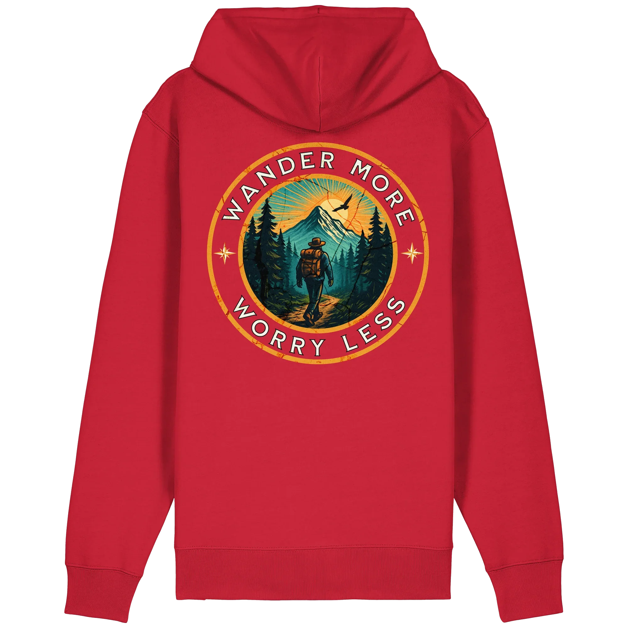 Wander More, Worry Less – Hiking Badge - Organic Relaxed Zipper