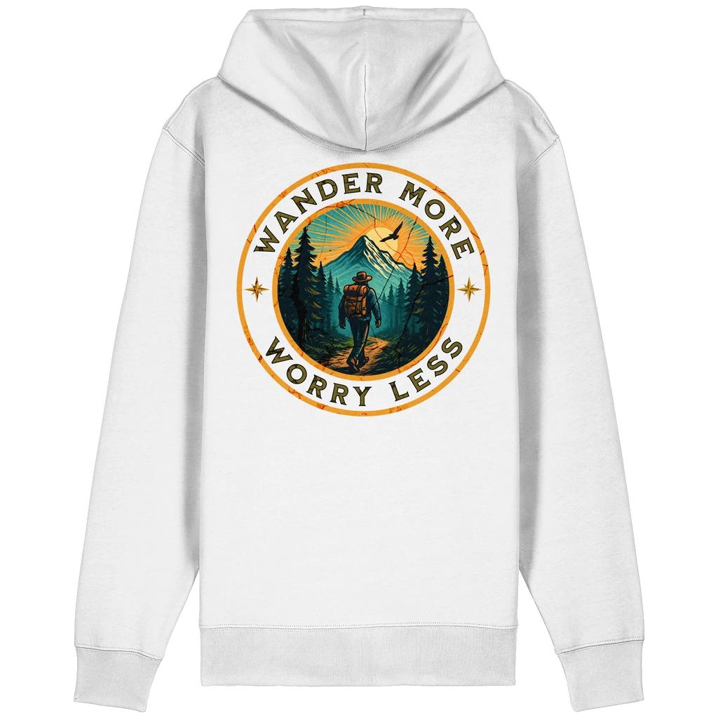 Wander More, Worry Less – Hiking Badge - Organic Relaxed Zipper