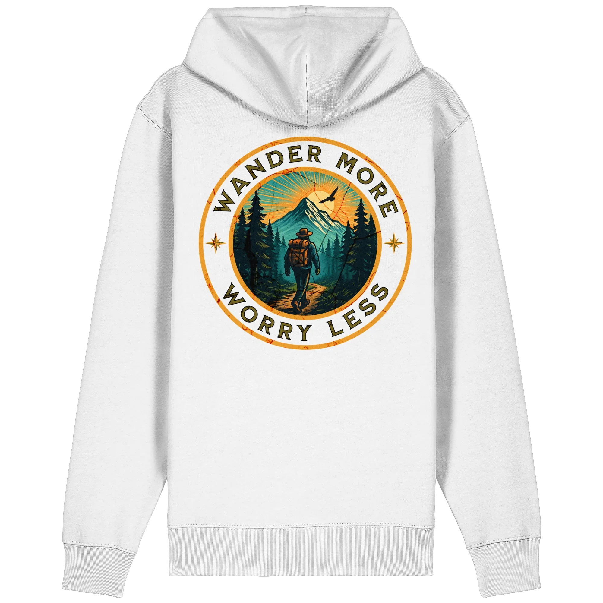 Wander More, Worry Less – Hiking Badge - Organic Relaxed Zipper