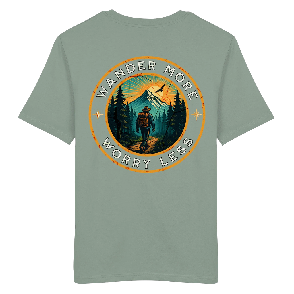 Wander More, Worry Less – Hiking Badge - Organic Shirt