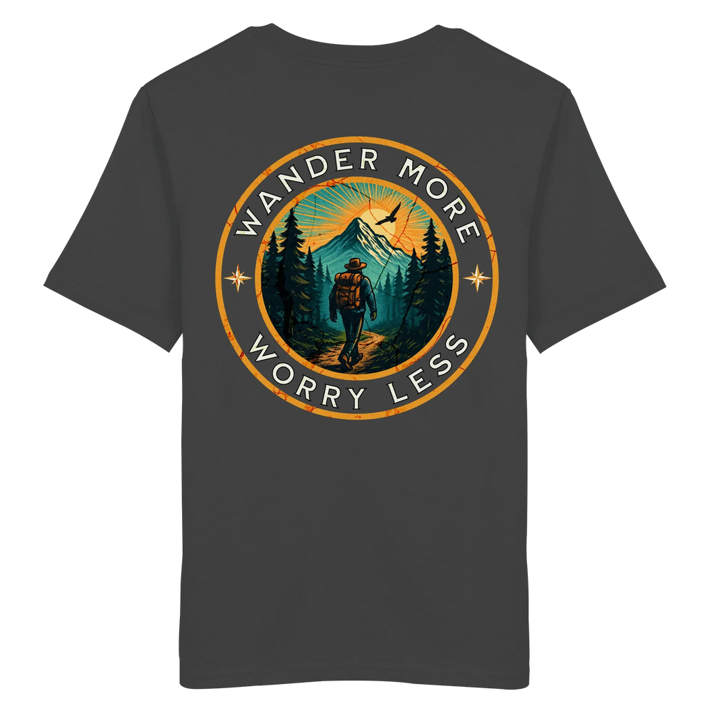 Wander More, Worry Less – Hiking Badge - Organic Shirt