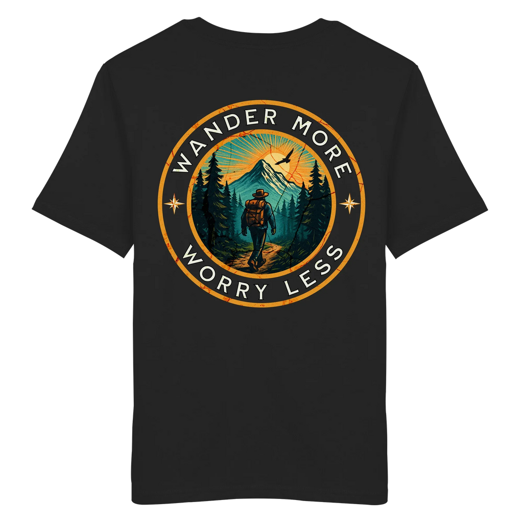 Wander More, Worry Less – Hiking Badge - Organic Shirt