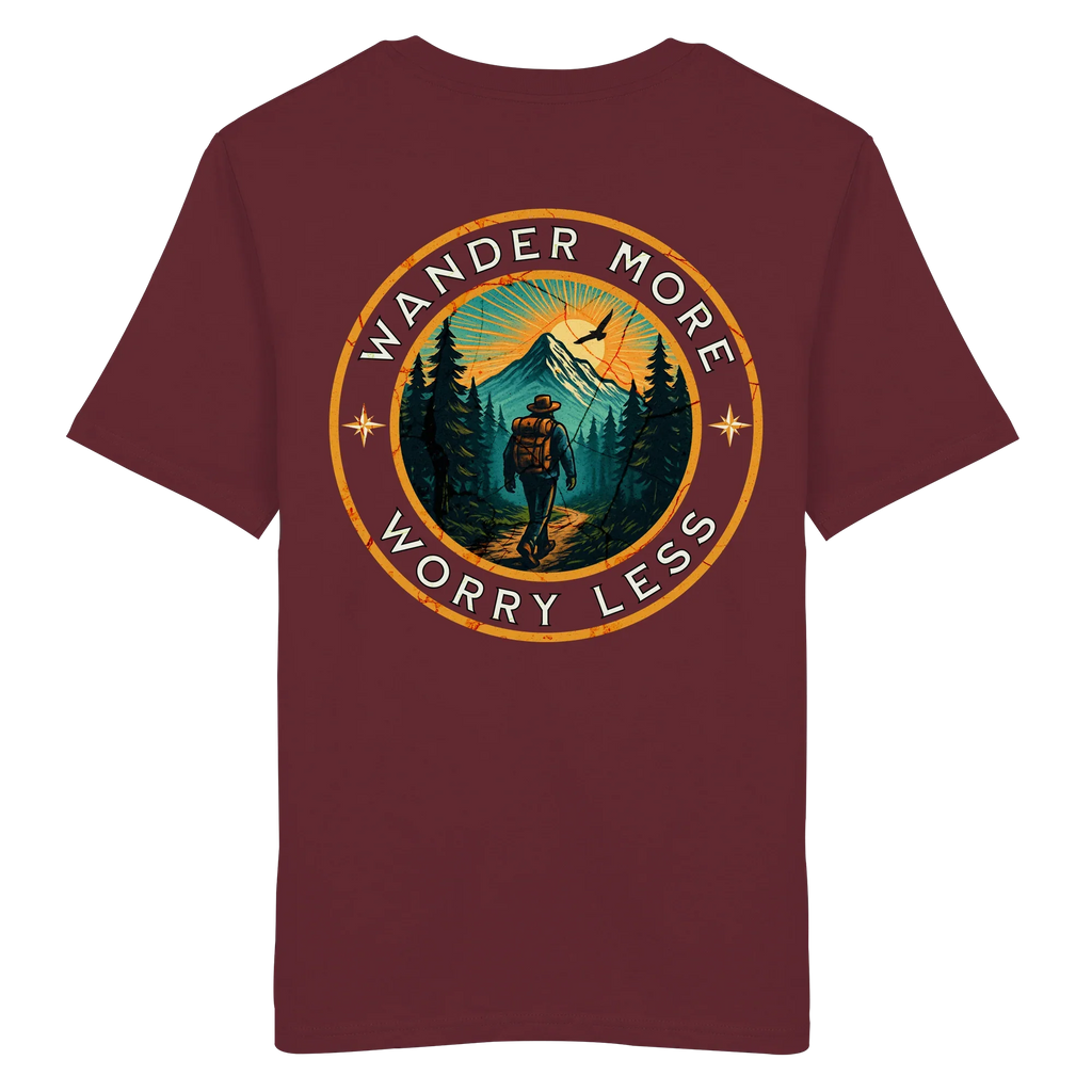 Wander More, Worry Less – Hiking Badge - Organic Shirt