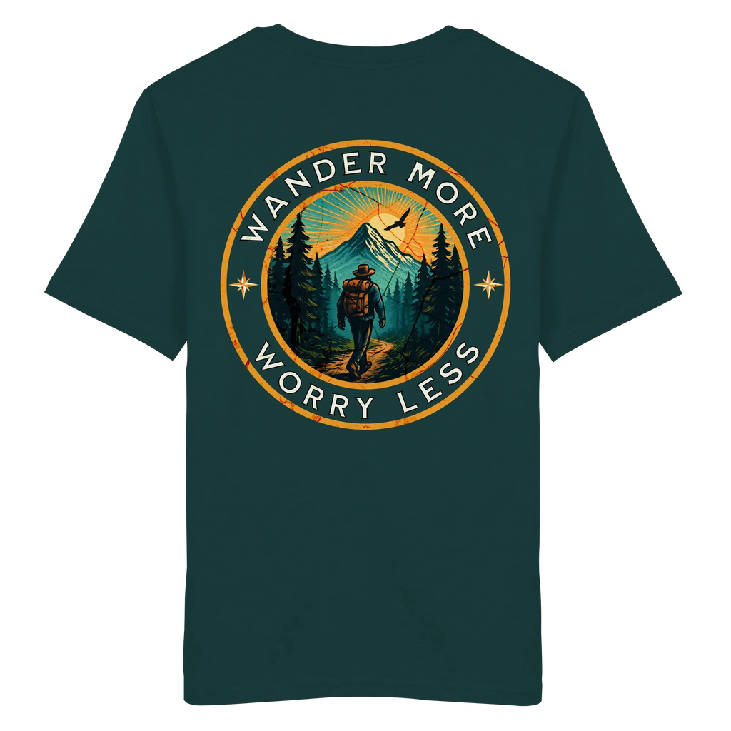 Wander More, Worry Less – Hiking Badge - Organic Shirt
