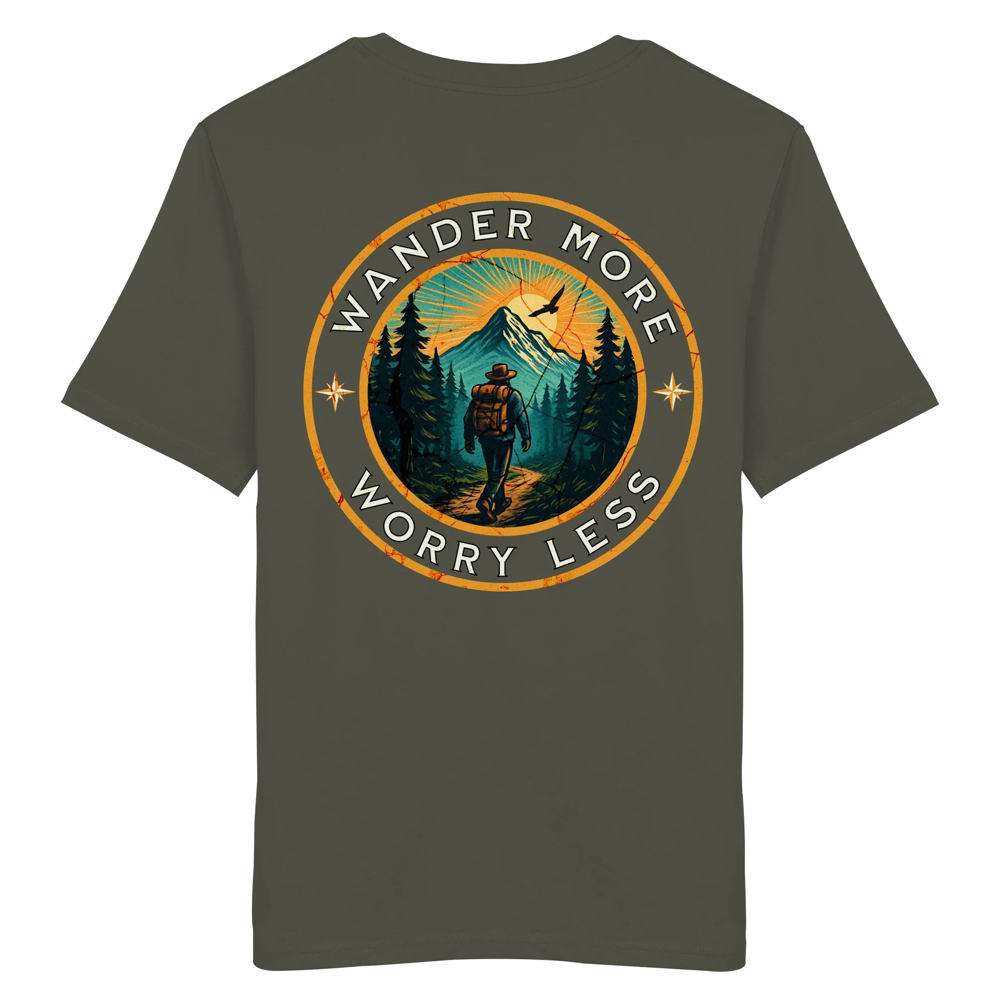 Wander More, Worry Less – Hiking Badge - Organic Shirt