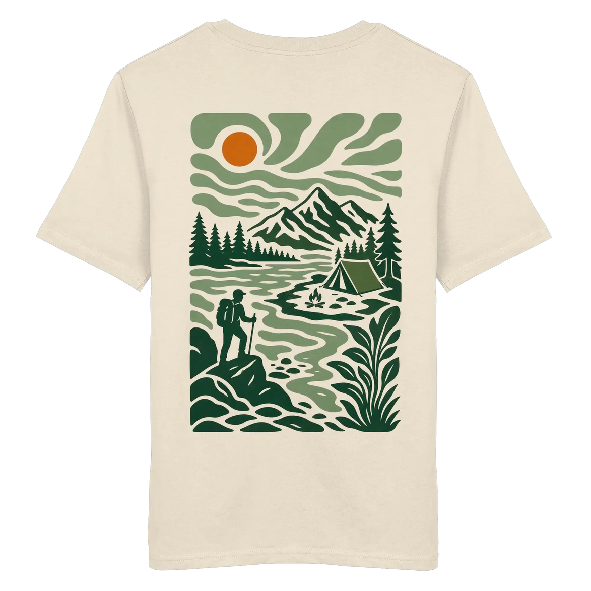 Camping & Hiking Apparel – Retro Wilderness Print - Organic Shirt