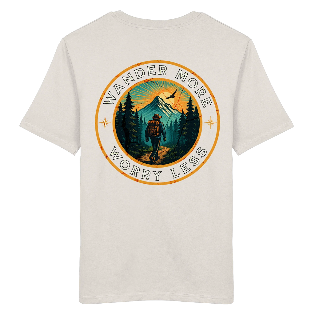 Wander More, Worry Less – Hiking Badge - Organic Shirt