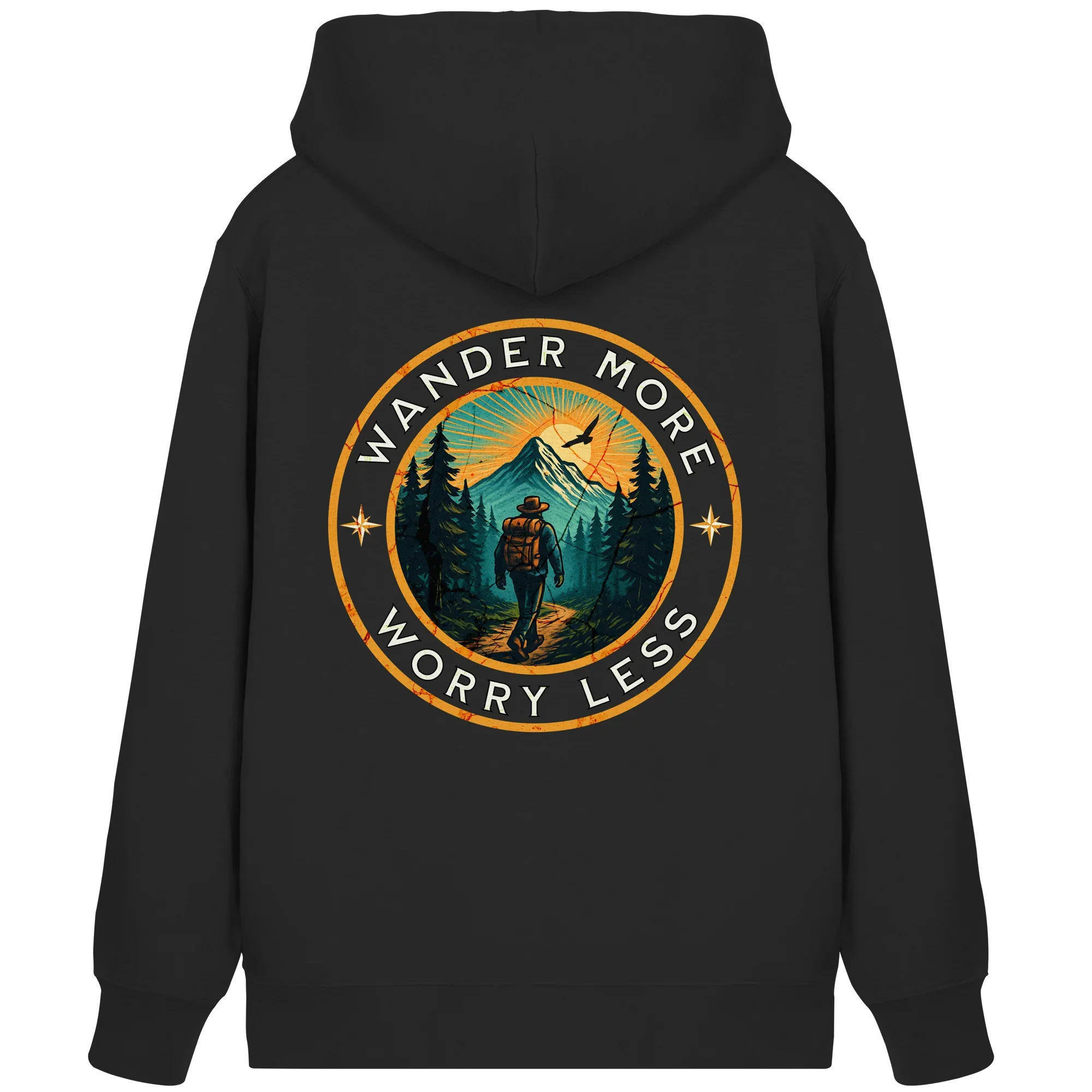 Wander More, Worry Less – Hiking Badge - Organic Zipper