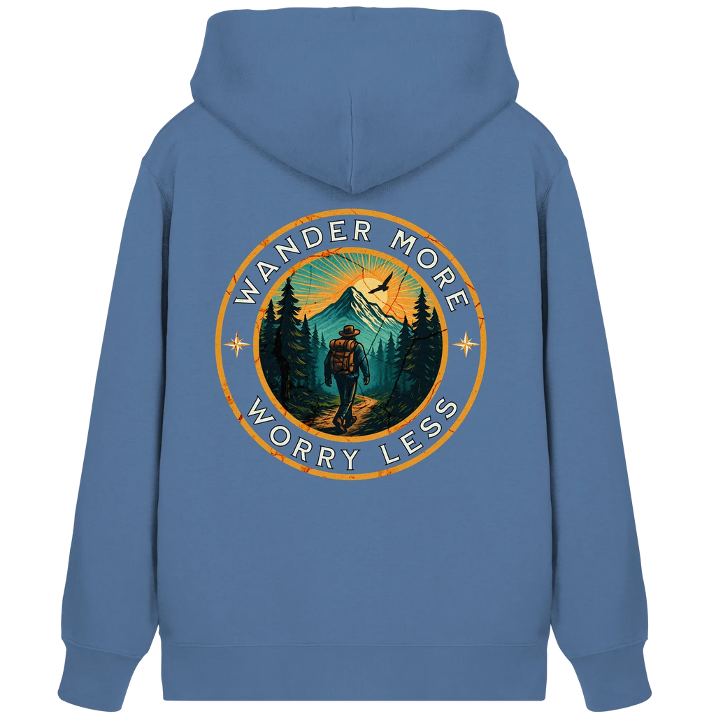 Wander More, Worry Less – Hiking Badge - Organic Zipper