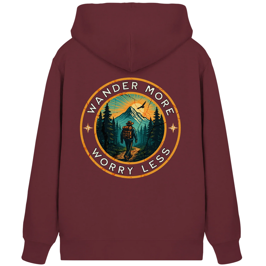 Wander More, Worry Less – Hiking Badge - Organic Zipper
