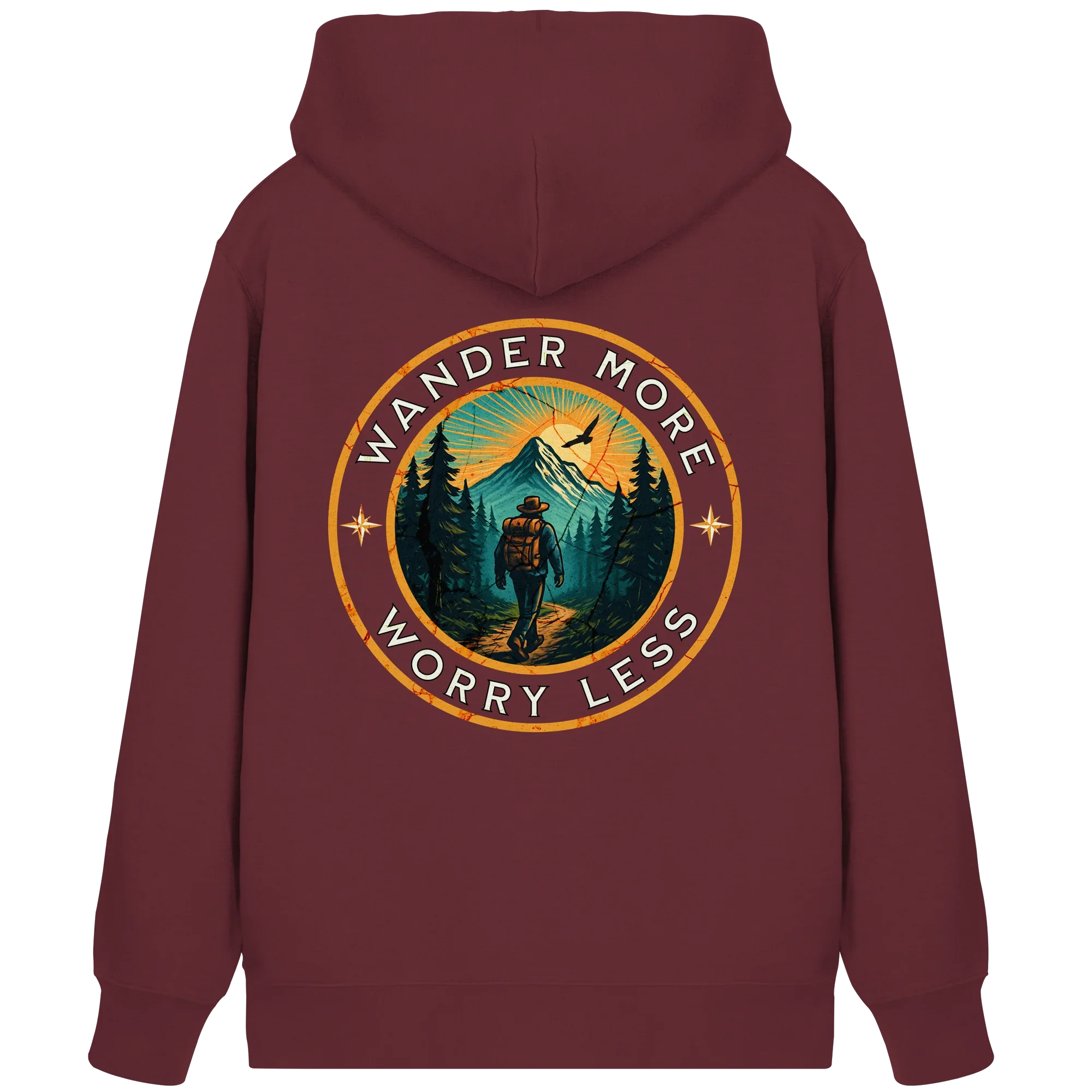 Wander More, Worry Less – Hiking Badge - Organic Zipper