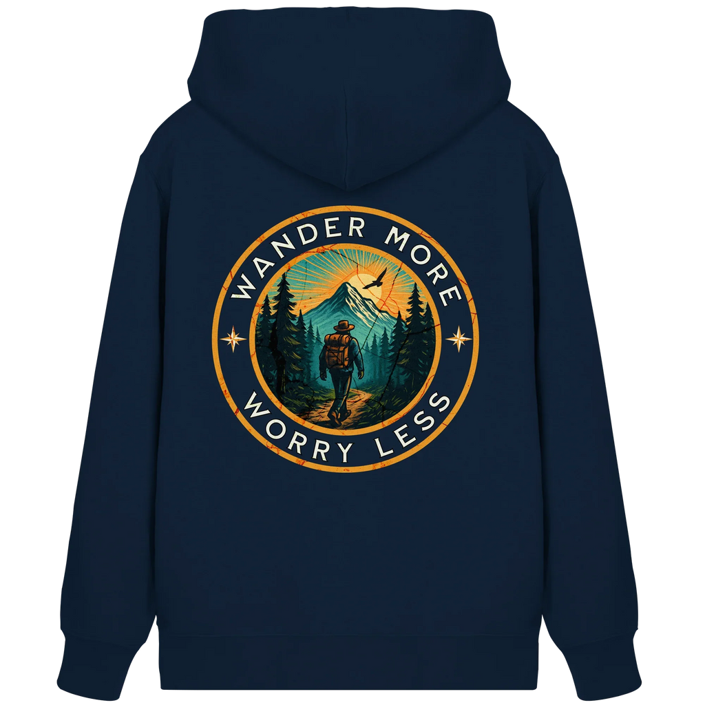Wander More, Worry Less – Hiking Badge - Organic Zipper