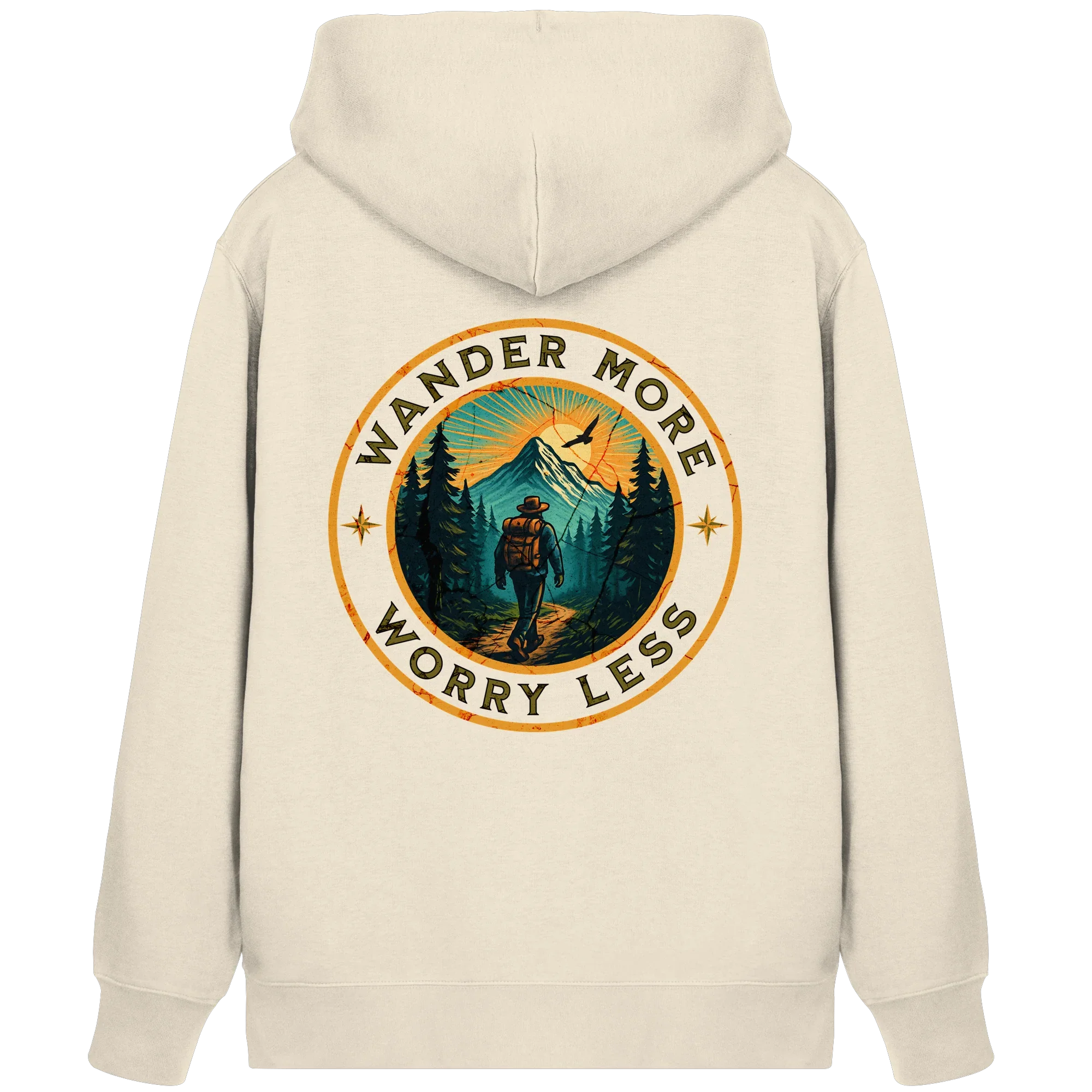 Wander More, Worry Less – Hiking Badge - Organic Zipper