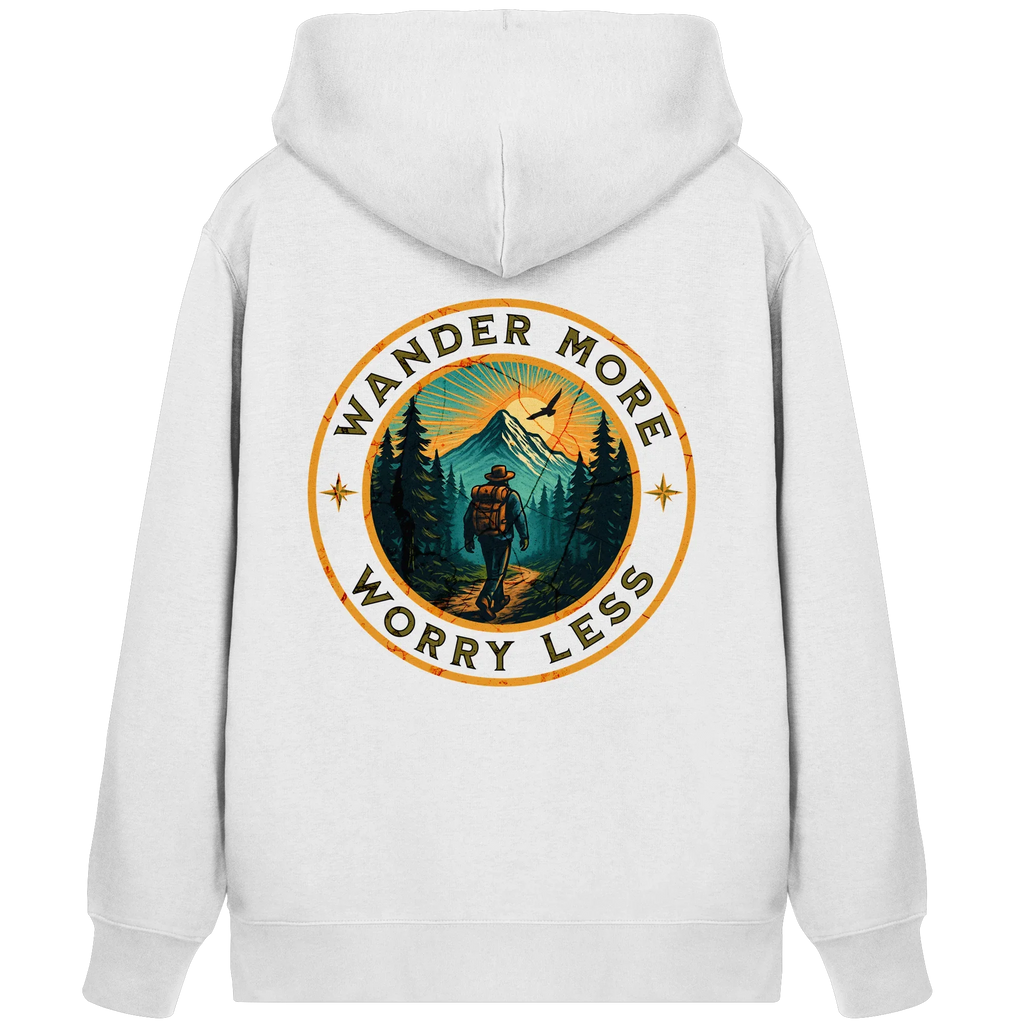 Wander More, Worry Less – Hiking Badge - Organic Zipper