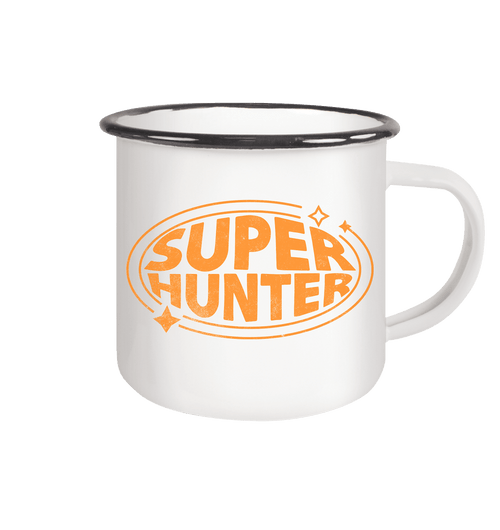"SUPER HUNTER" by James Hunter - Emaille Tasse (Black)
