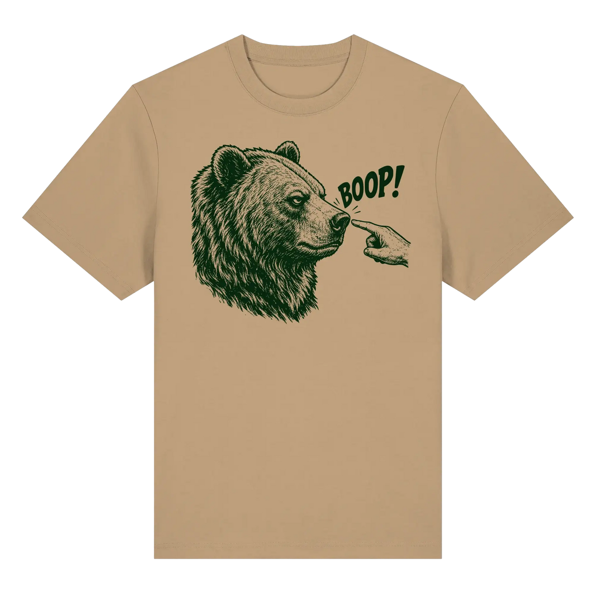 Funny Bear T-Shirt – BOOP! Brown Bear Line Art - Organic Heavy Shirt 215 g/m²