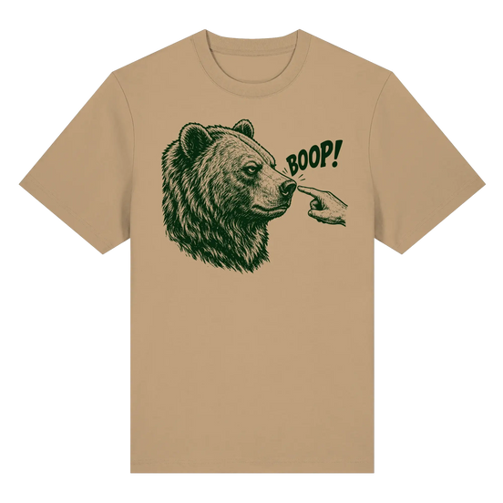 Funny Bear T-Shirt – BOOP! Brown Bear Line Art - Organic Heavy Shirt 215 g/m²