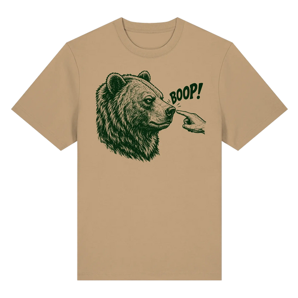Funny Bear T-Shirt – BOOP! Brown Bear Line Art - Organic Heavy Shirt 215 g/m²