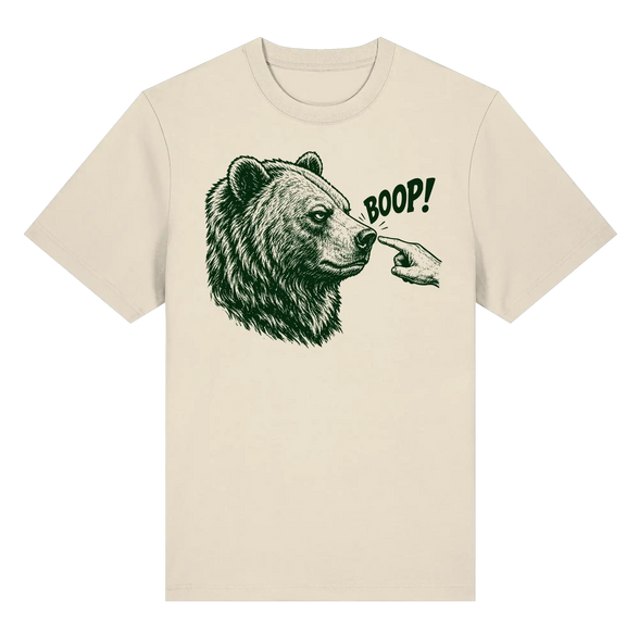 Funny Bear T-Shirt – BOOP! Brown Bear Line Art - Organic Heavy Shirt 215 g/m²