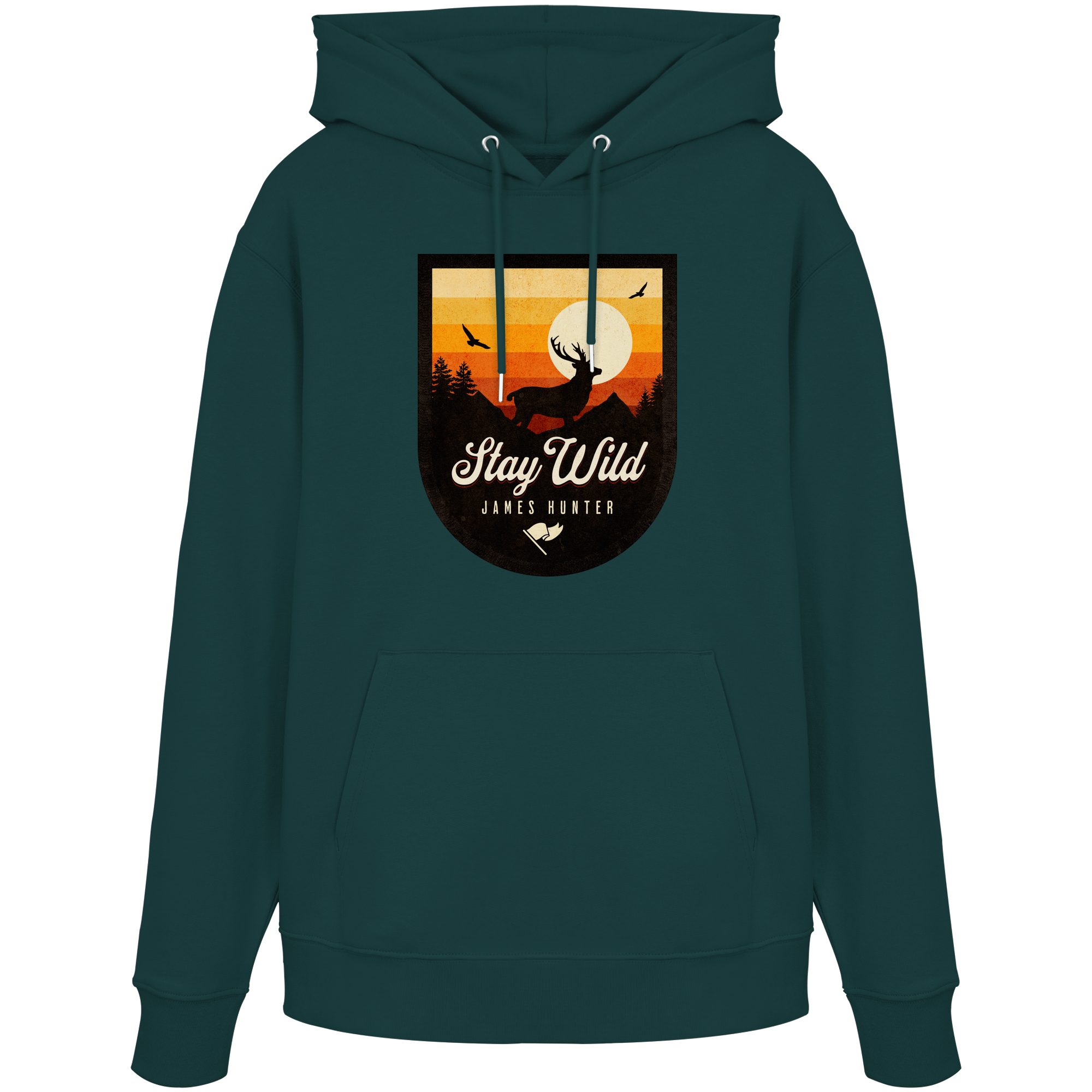 Stay Wild – Sunset Deer Badge - Organic Hoodie