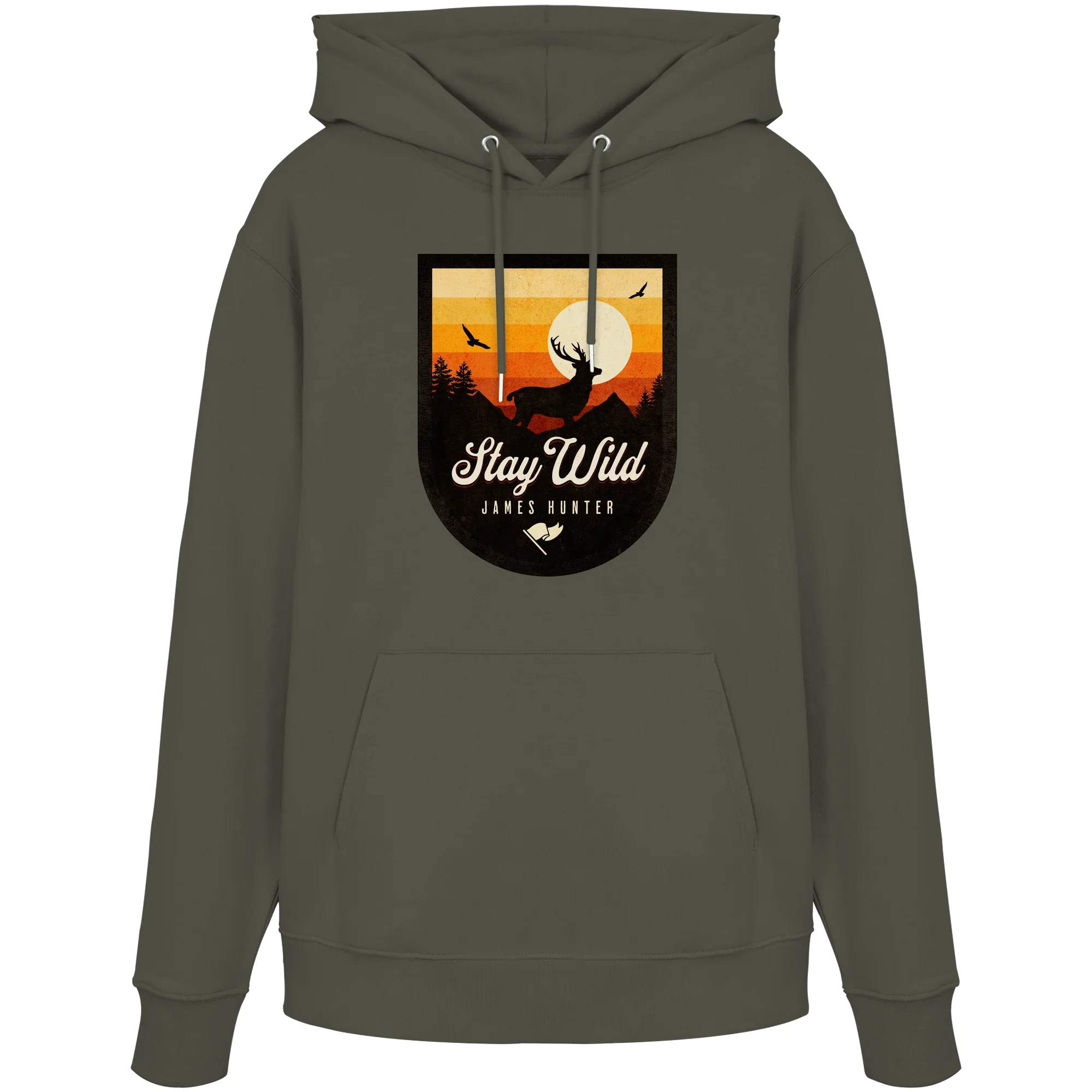 Stay Wild – Sunset Deer Badge - Organic Hoodie