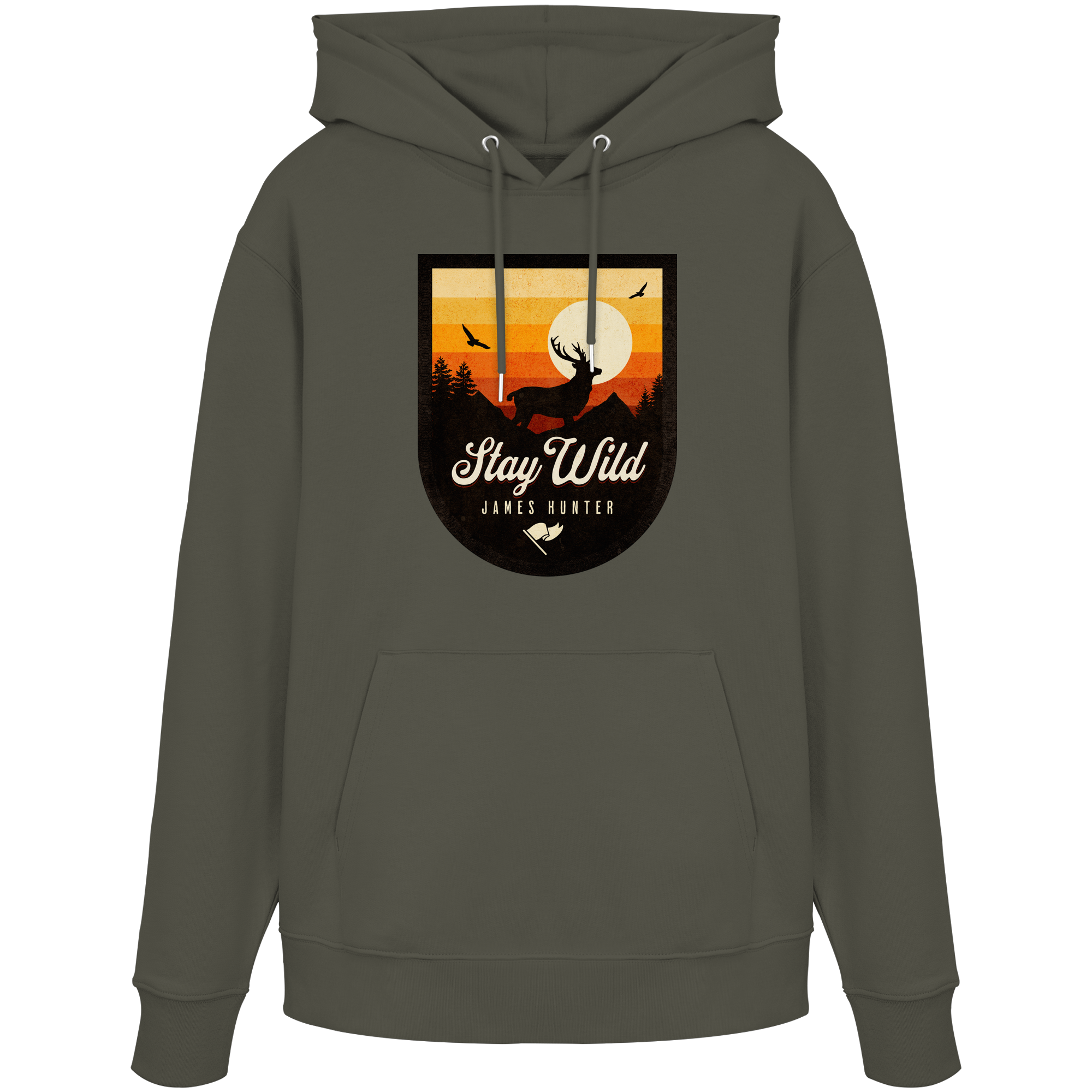 Stay Wild – Sunset Deer Badge - Organic Hoodie