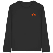 Black long sleeve shirt with orange boar graphic, eco-friendly hunting apparel for nature lovers