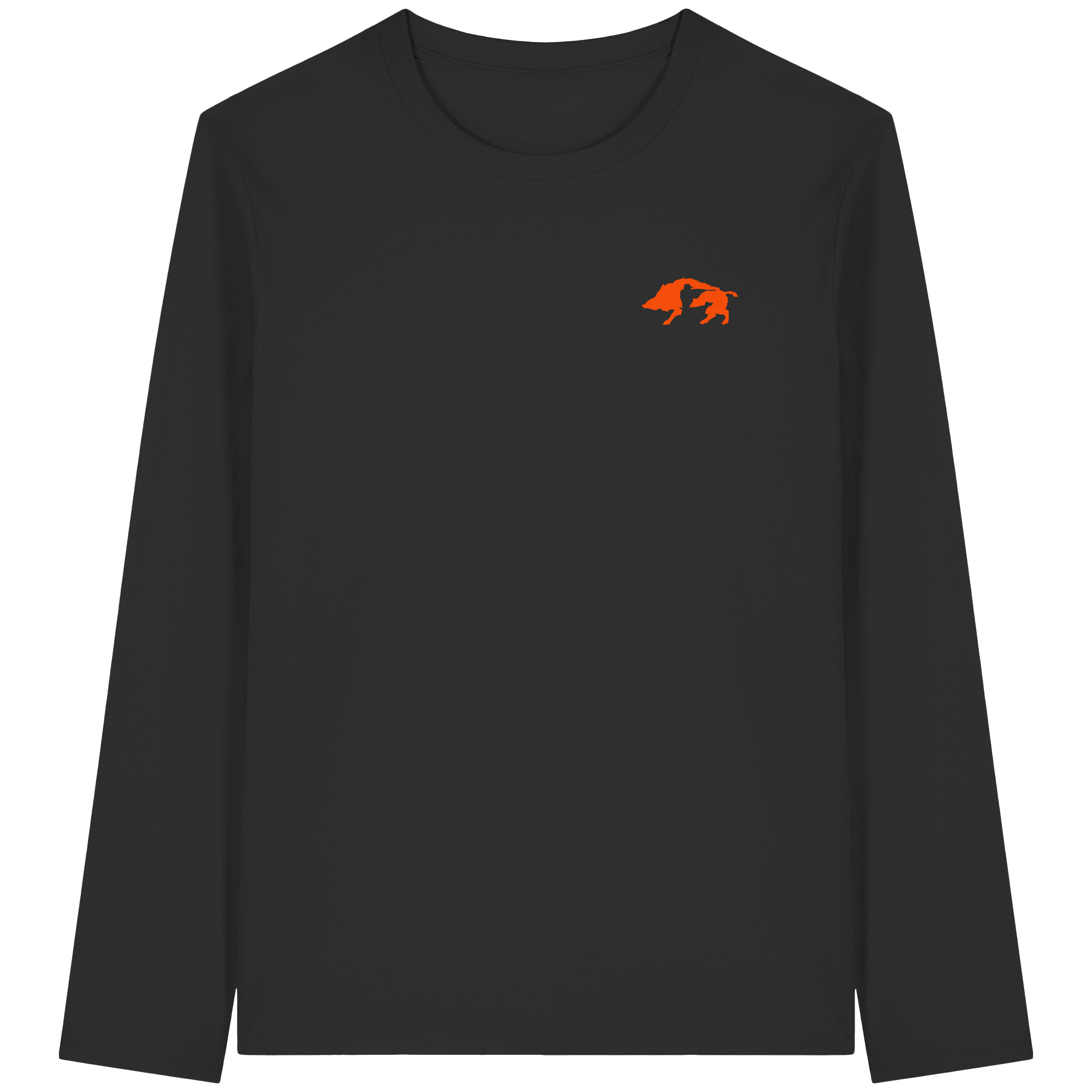 The Encounter — Boar & Hunter & Dog Silhouette Organic T-Shirt - Organic Longsleeve T-Shirt