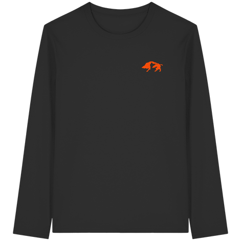 The Encounter — Boar & Hunter & Dog Silhouette Organic T-Shirt - Organic Longsleeve T-Shirt