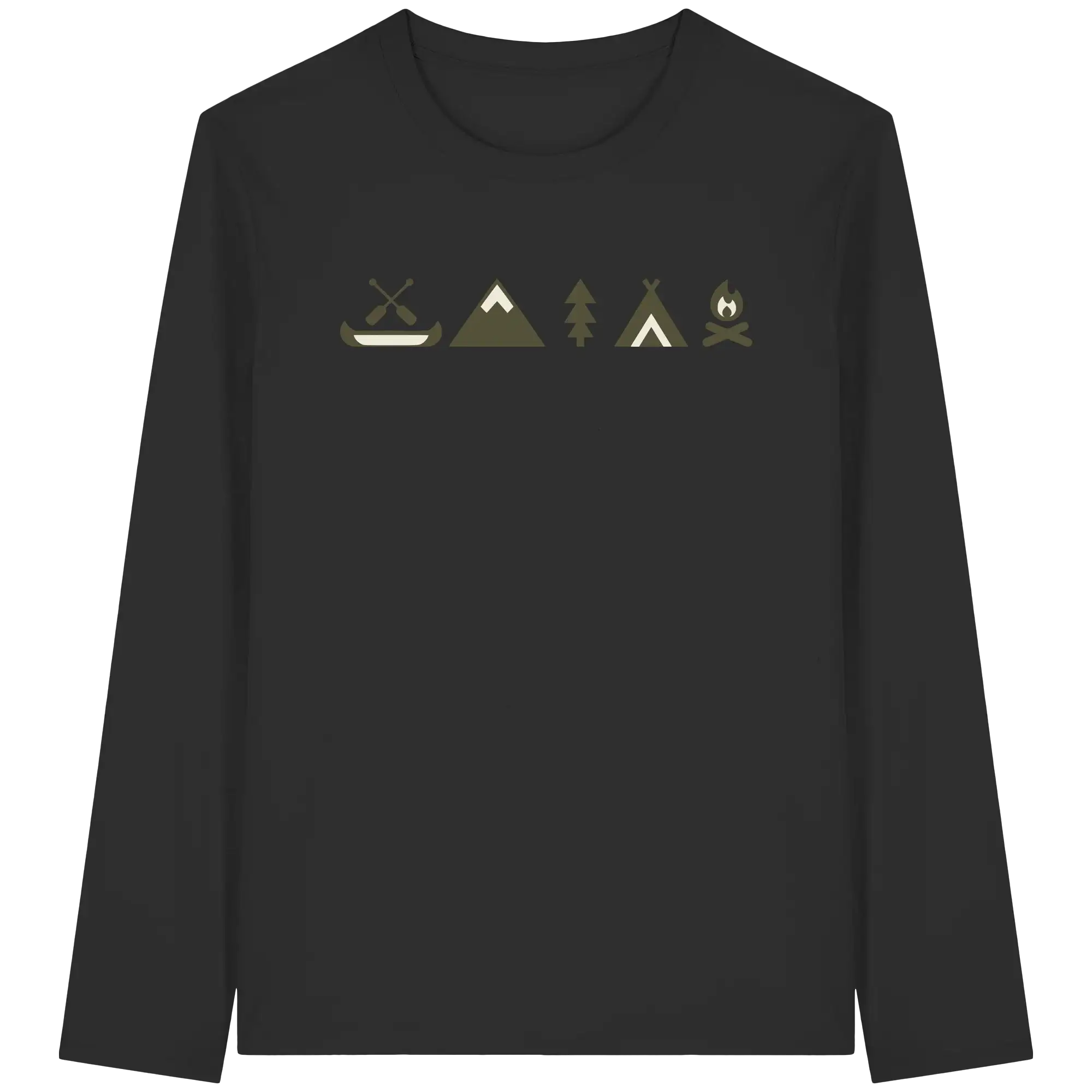 Minimalist Camping Apparel – Canoe, Peaks & Campfire - Organic Longsleeve T-Shirt