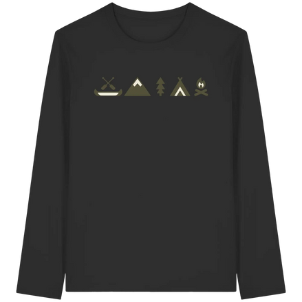Minimalistische Campingkleidung – Kanu, Berge & Lagerfeuer – Bio Langarmshirt