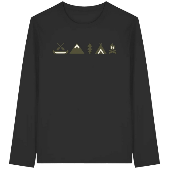 Minimalistische Campingkleidung – Kanu, Berge & Lagerfeuer – Bio Langarmshirt